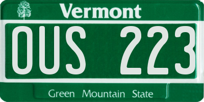 VT license plate OUS223