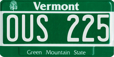 VT license plate OUS225