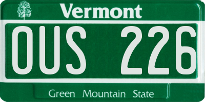 VT license plate OUS226