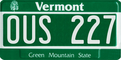 VT license plate OUS227