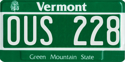 VT license plate OUS228