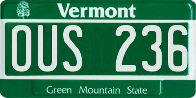 VT license plate OUS236