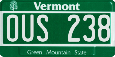 VT license plate OUS238