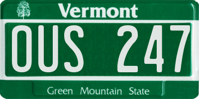 VT license plate OUS247