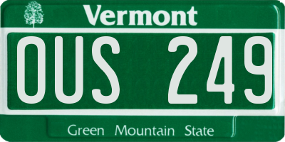 VT license plate OUS249