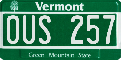 VT license plate OUS257