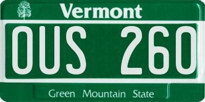 VT license plate OUS260