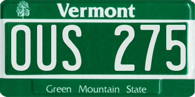 VT license plate OUS275