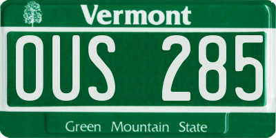 VT license plate OUS285