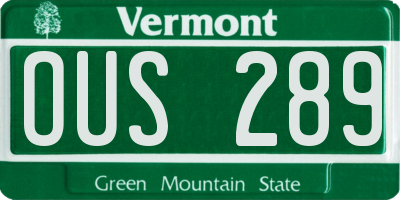 VT license plate OUS289