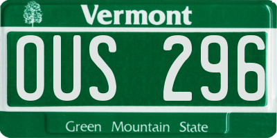 VT license plate OUS296