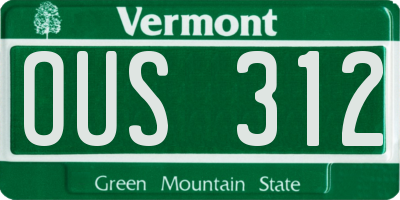 VT license plate OUS312