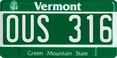 VT license plate OUS316
