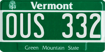 VT license plate OUS332