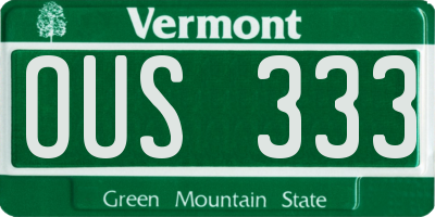 VT license plate OUS333