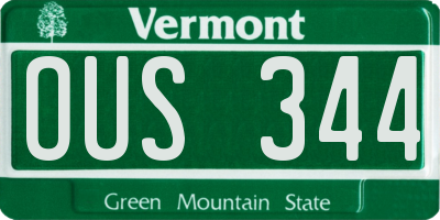 VT license plate OUS344