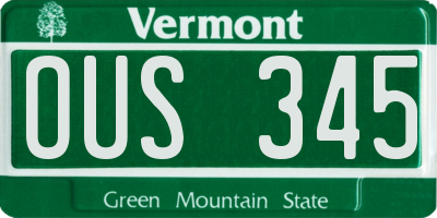 VT license plate OUS345