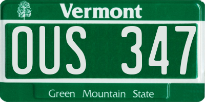 VT license plate OUS347
