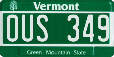 VT license plate OUS349