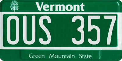 VT license plate OUS357