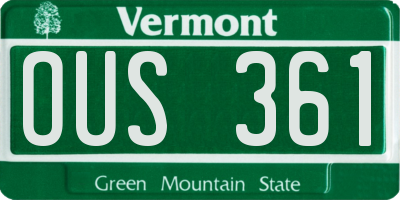 VT license plate OUS361