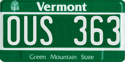 VT license plate OUS363