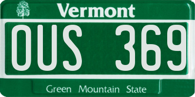 VT license plate OUS369