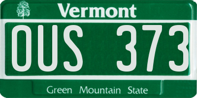 VT license plate OUS373
