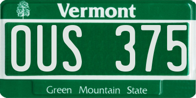 VT license plate OUS375
