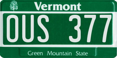 VT license plate OUS377