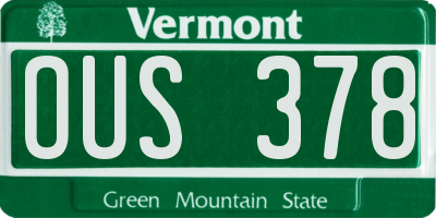 VT license plate OUS378