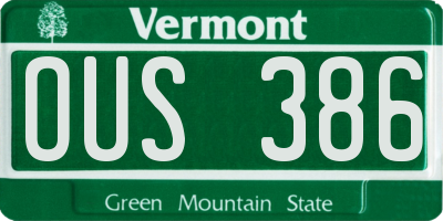 VT license plate OUS386