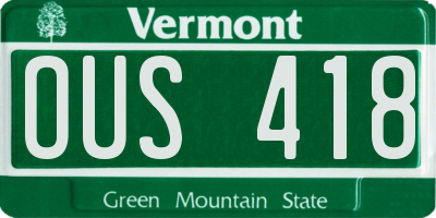 VT license plate OUS418