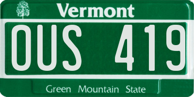 VT license plate OUS419