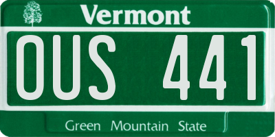 VT license plate OUS441