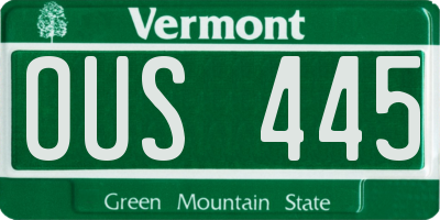 VT license plate OUS445