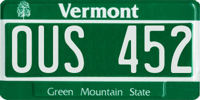 VT license plate OUS452