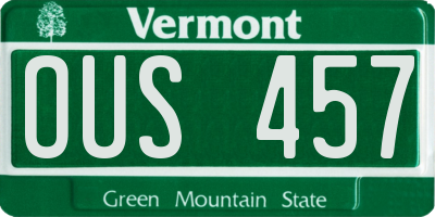 VT license plate OUS457