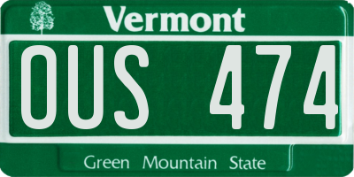 VT license plate OUS474