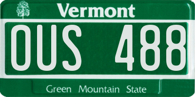 VT license plate OUS488