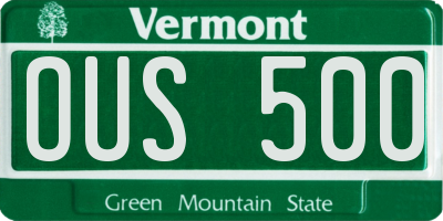 VT license plate OUS500