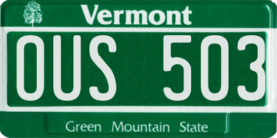 VT license plate OUS503
