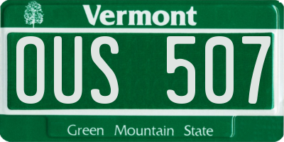 VT license plate OUS507