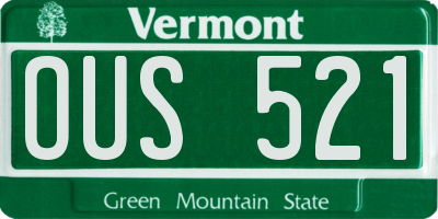 VT license plate OUS521
