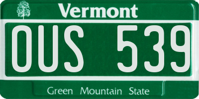 VT license plate OUS539