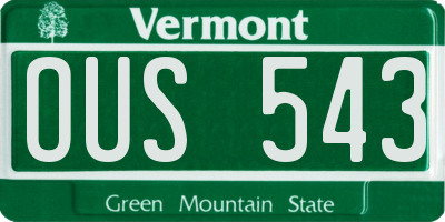 VT license plate OUS543