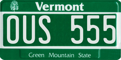 VT license plate OUS555