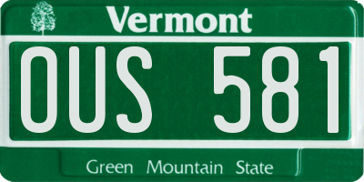 VT license plate OUS581