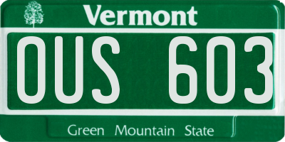 VT license plate OUS603