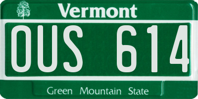 VT license plate OUS614